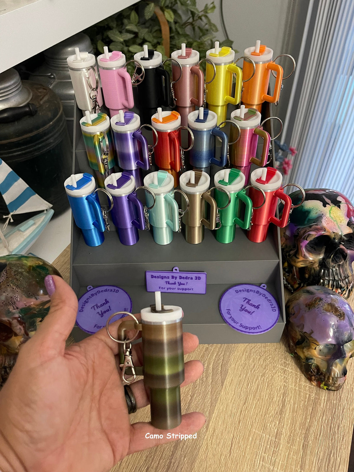 3D Printed Tumbler Cup Keychain Key Chain With Storage Inside for chapstick